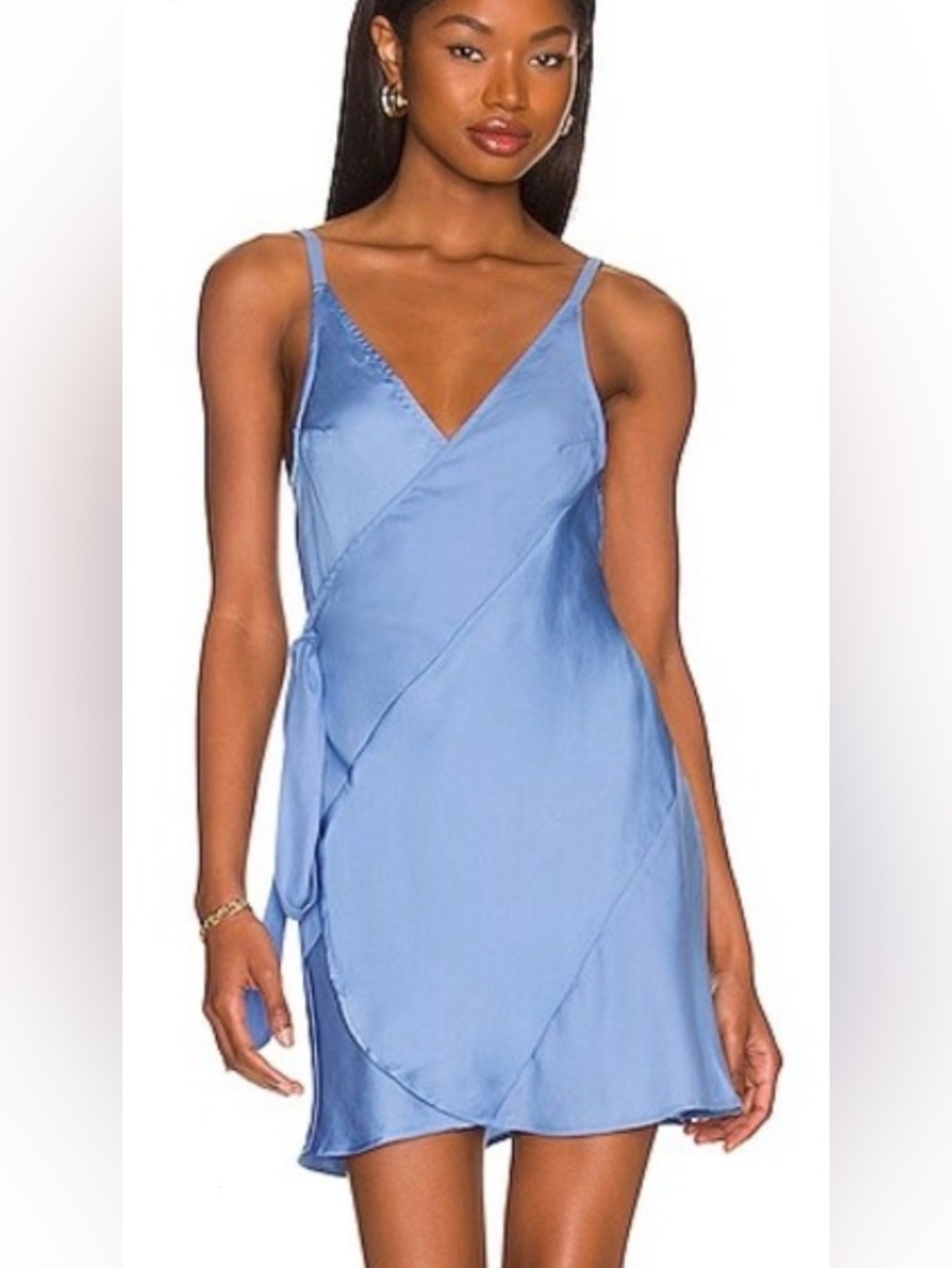 Free People Like Me or Love Me Light Blue Slip Wrap Dress with V-Neck